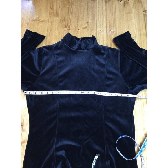 Vintage Forenza Black Velvet Long Sleeve Mock Neck Maxi Dress Size 14 - Picture 4 of 4